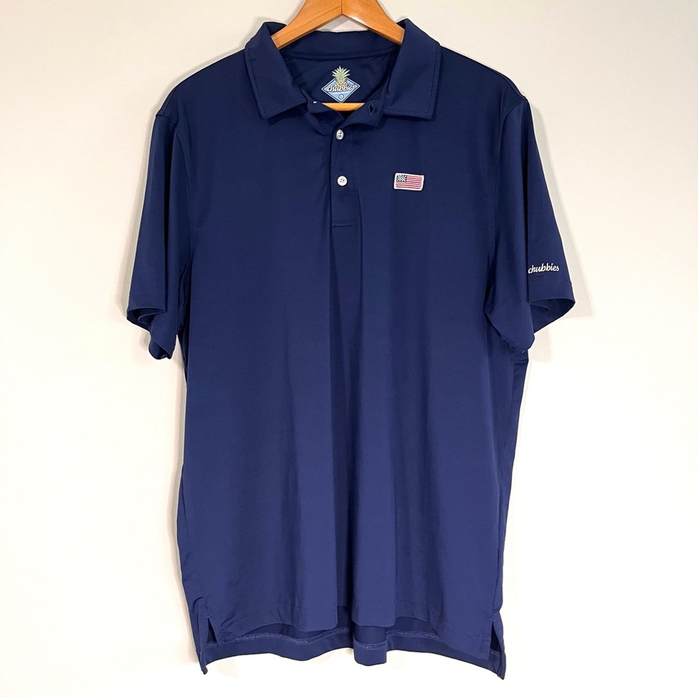 Chubbies Out of the Blue Performance Men's Polo American Flag Size Large